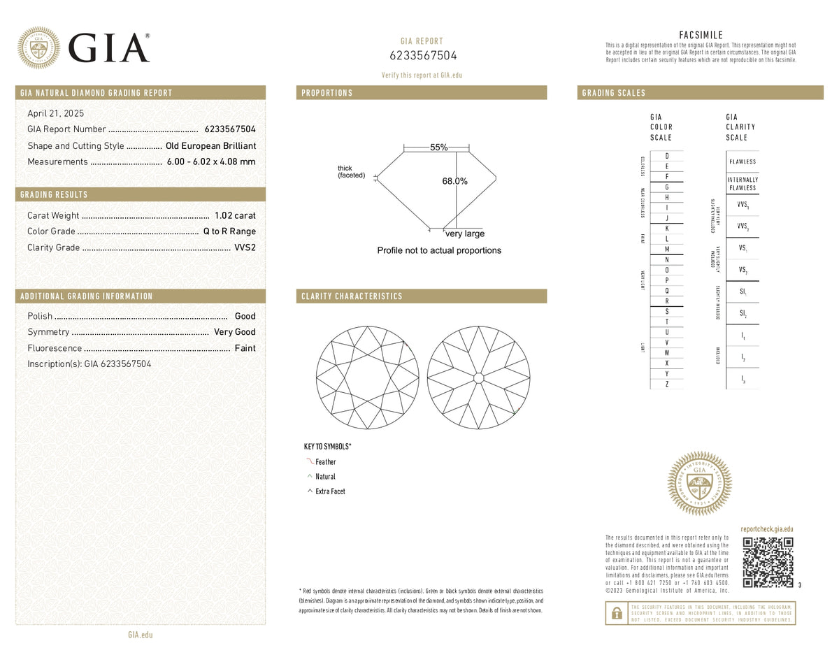 1.02ct | Q-R/VVS2 Round Shape Old European Cut Diamond (GIA) - Modern Rustic Diamond