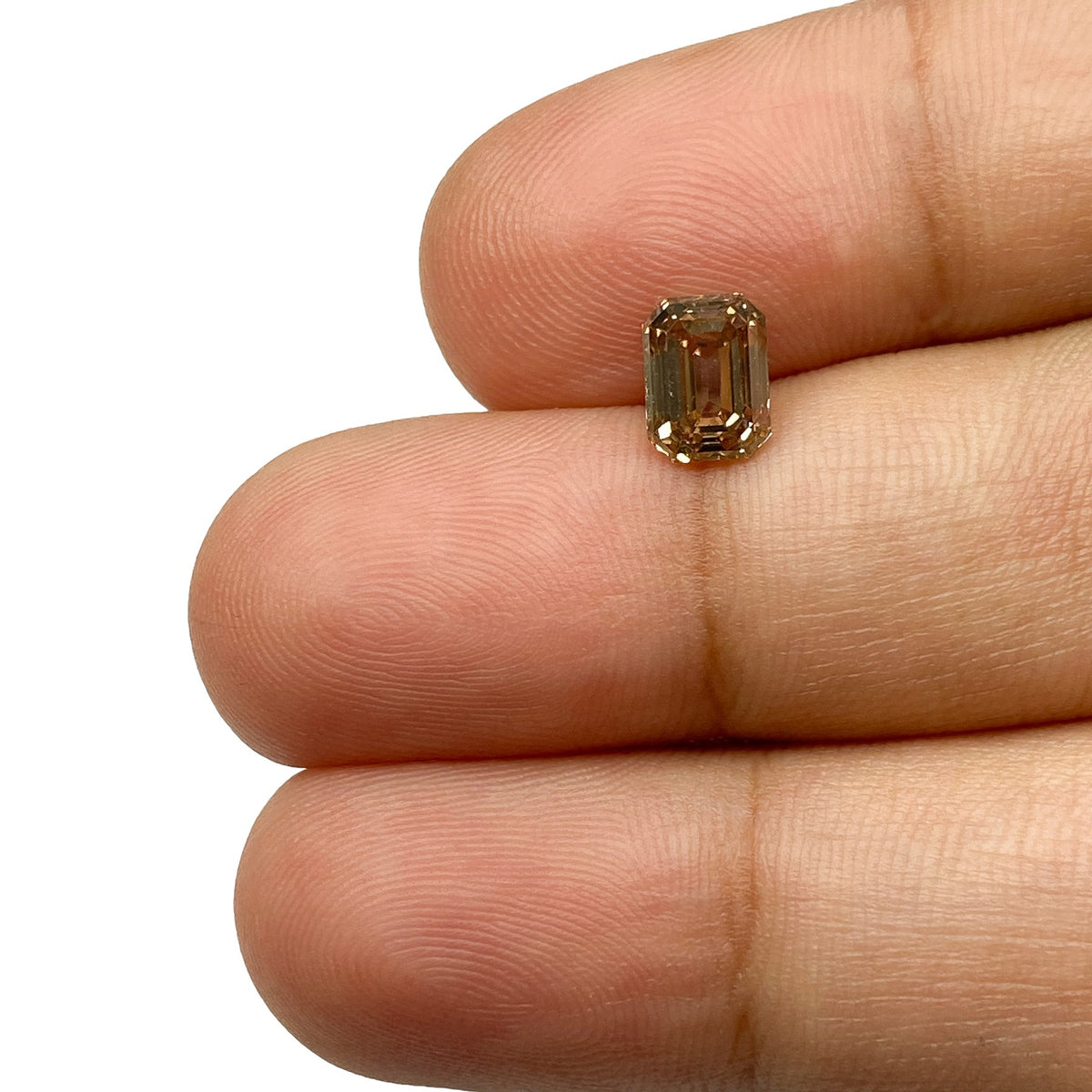 1.03ct | Champagne VS Emerald Shape Brilliant Cut Diamond - Modern Rustic Diamond