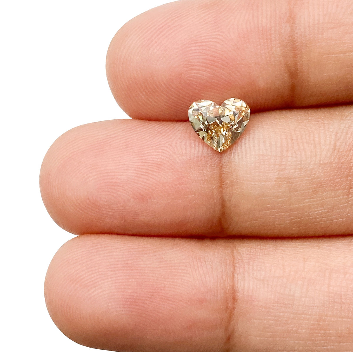 1.03ct | Fancy Light Brownish Yellow SI1 Heart Shape Old Mine Cut Diamond (GIA) - Modern Rustic Diamond