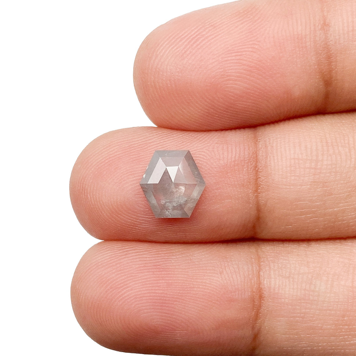 1.03ct | Salt & Pepper Hexagon Shape Rose Cut Diamond - Modern Rustic Diamond