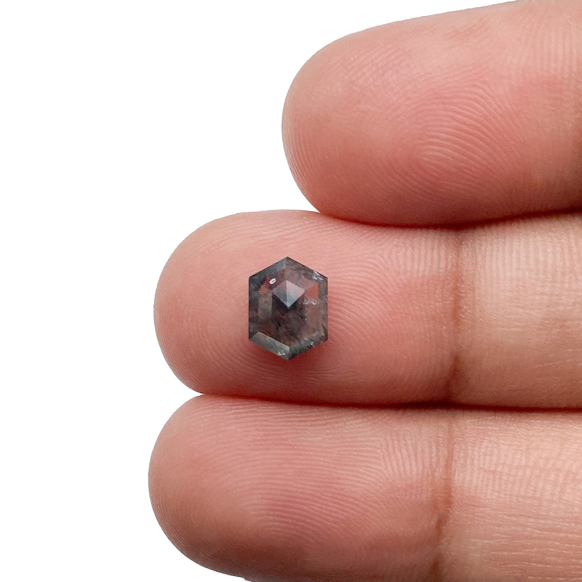 1.03ct | Salt & Pepper Hexagon Shape Rose Cut Diamond - Modern Rustic Diamond