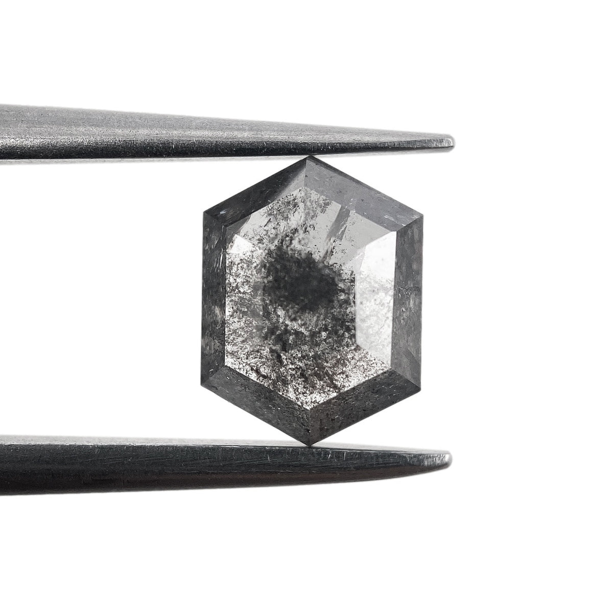 1.03ct | Salt & Pepper Hexagon Shape Rose Cut Diamond - Modern Rustic Diamond