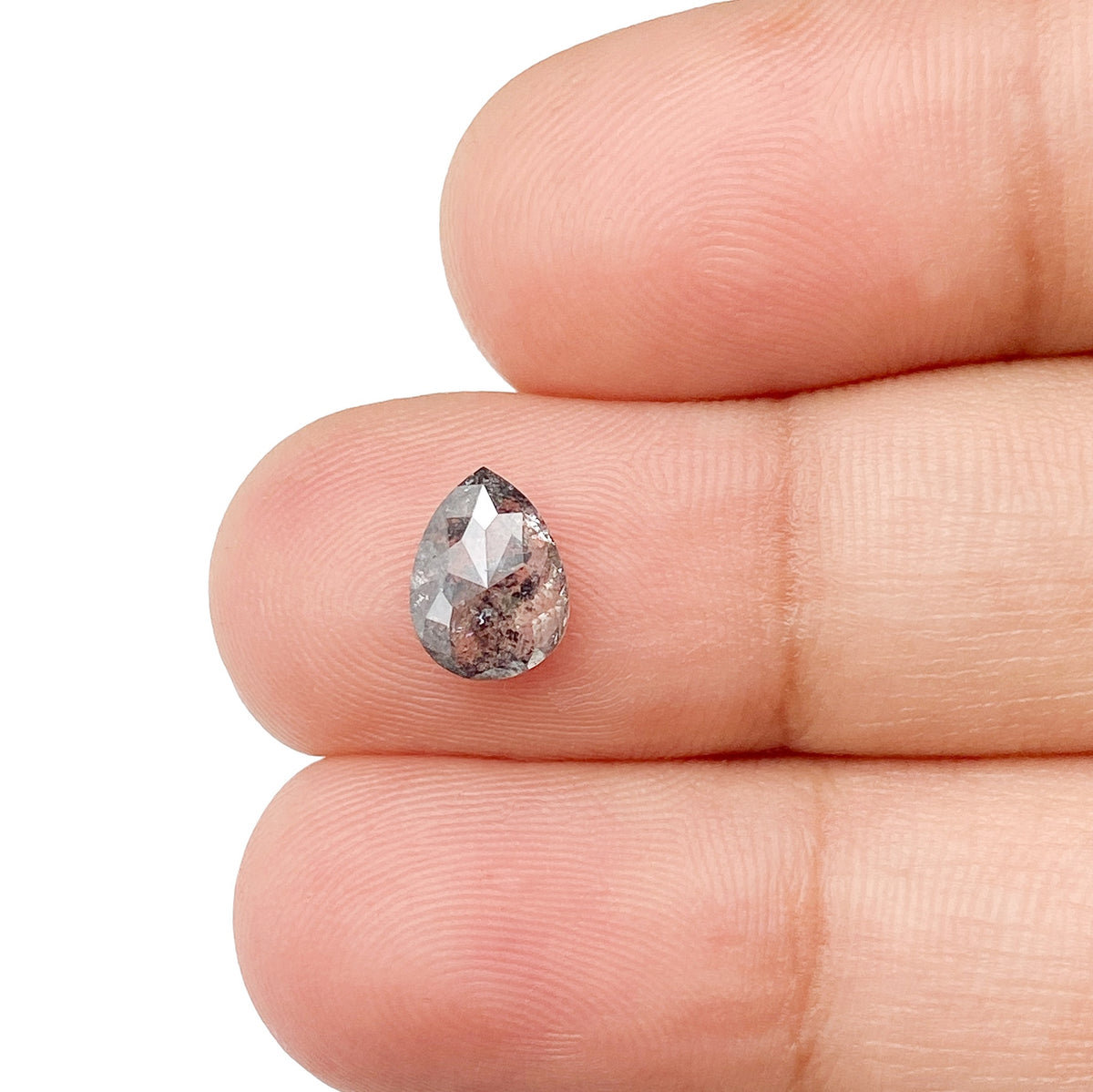 1.03ct | Salt & Pepper Pear Shape Rose Cut Diamond - Modern Rustic Diamond