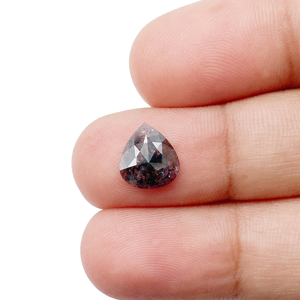1.03ct | Salt & Pepper Pear Shape Rose Cut Diamond - Modern Rustic Diamond