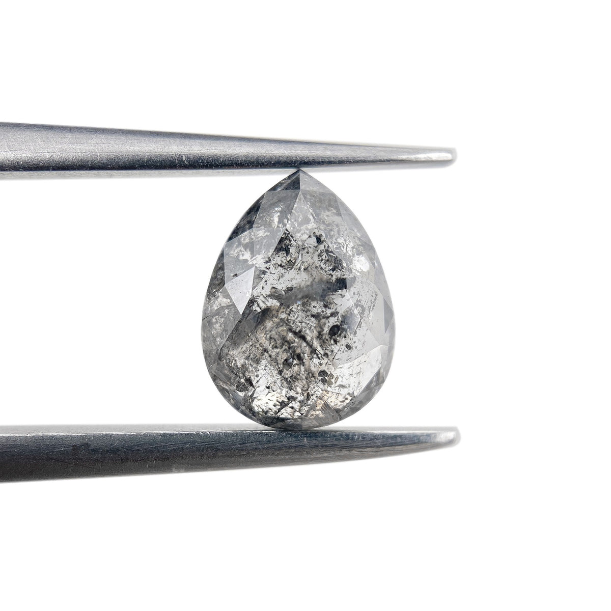 1.03ct | Salt & Pepper Pear Shape Rose Cut Diamond - Modern Rustic Diamond