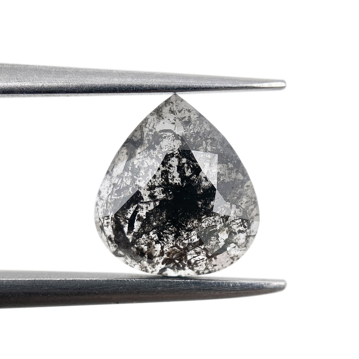 1.03ct | Salt & Pepper Pear Shape Rose Cut Diamond - Modern Rustic Diamond