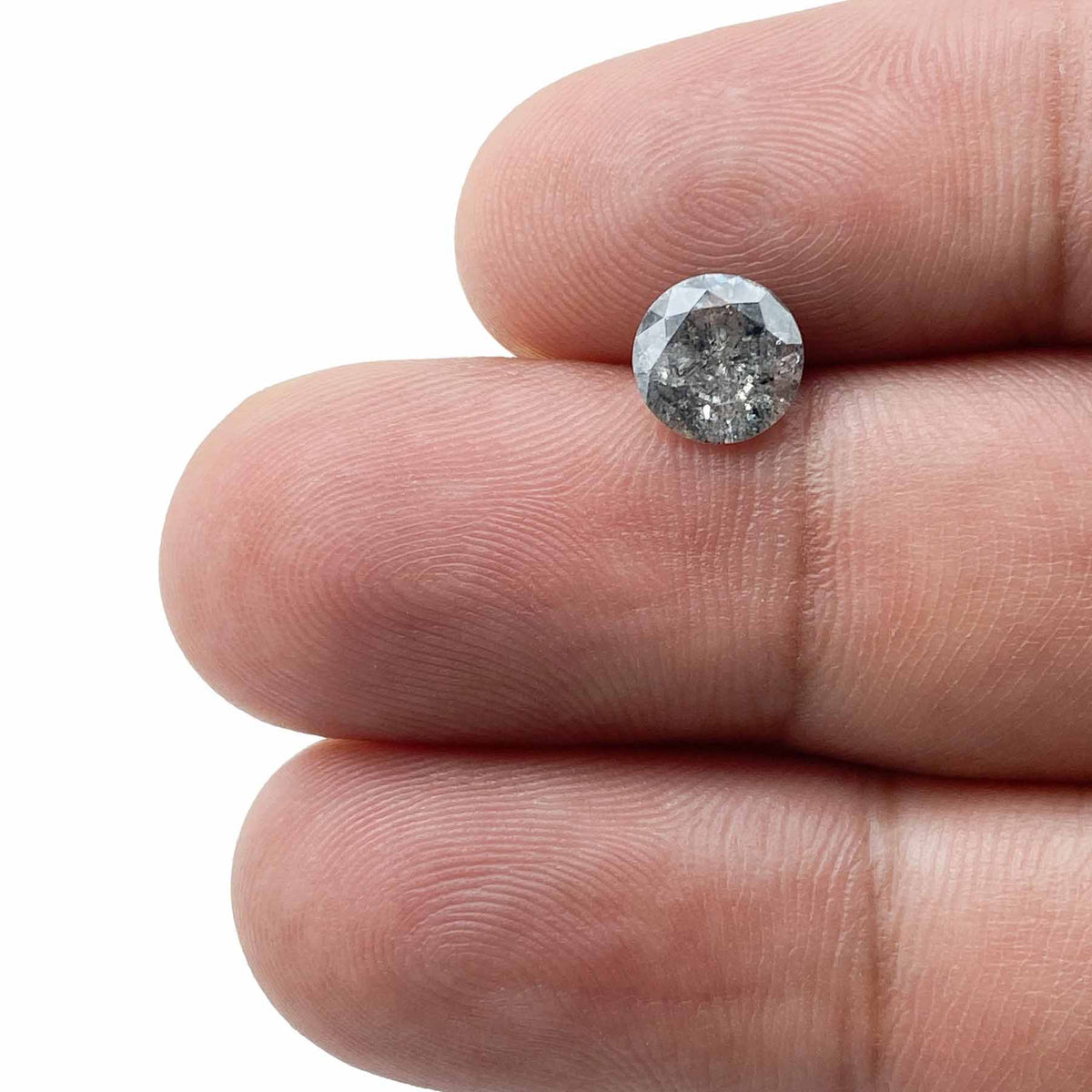 1.03ct | Salt & Pepper Round Shape Brilliant Cut Diamond - Modern Rustic Diamond