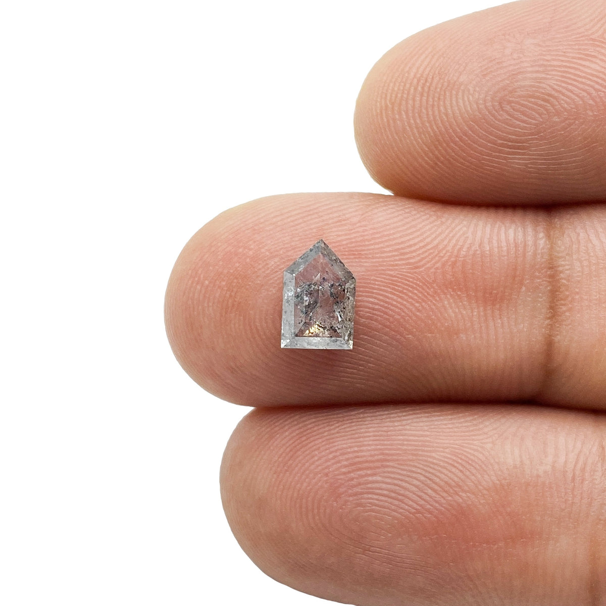 1.03ct | Salt & Pepper Shield Shape Rose Cut Diamond - Modern Rustic Diamond