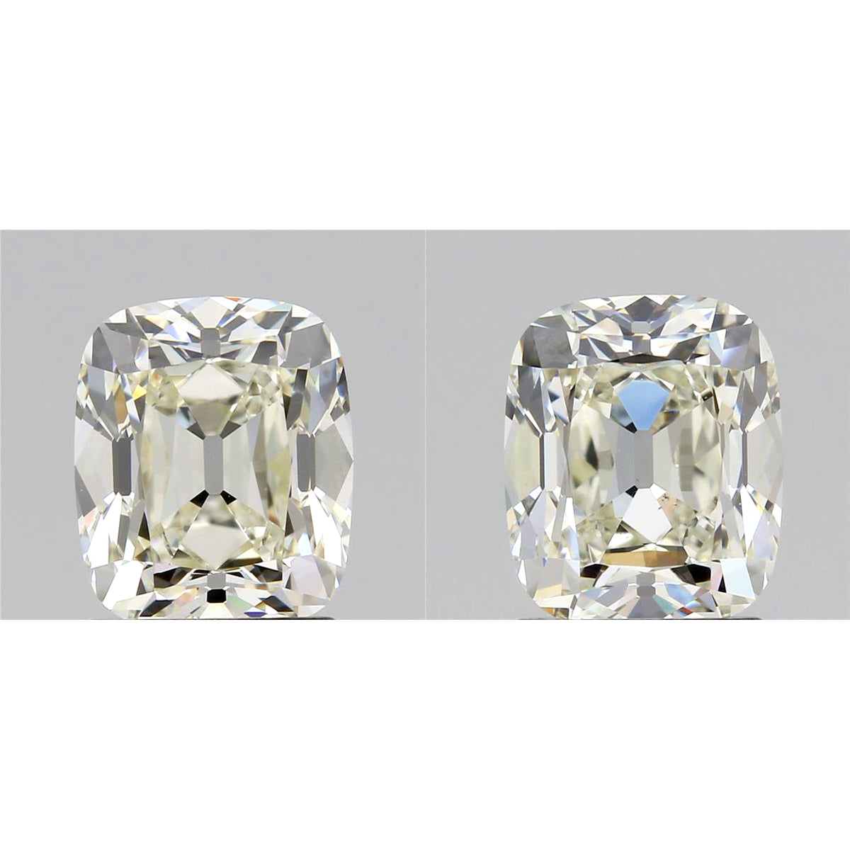 3.23cttw | K VS1-VS2 Cushion Shape Vintage Old Mine Cut Diamond Matched Pair (GIA) - Modern Rustic Diamond