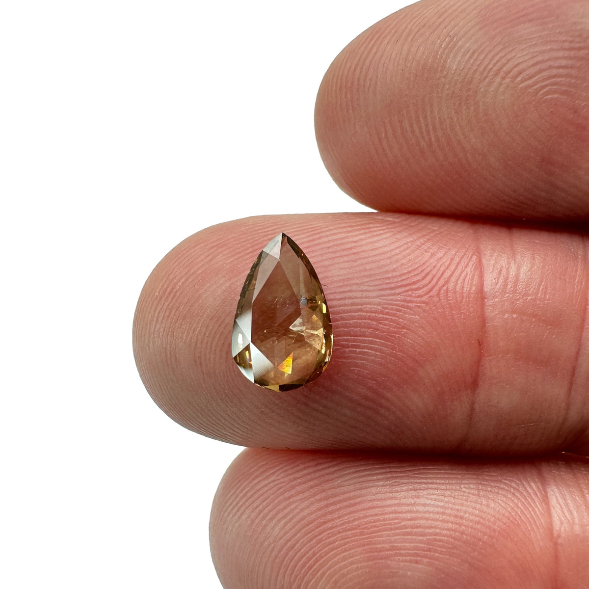 1.04ct | Cognac SI Pear Shape Rose Cut Diamond - Modern Rustic Diamond