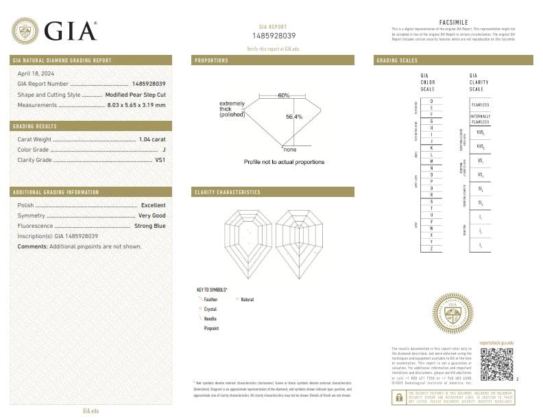 1.04ct | J/VS1 Pear Shape Step Cut Diamond (GIA) - Modern Rustic Diamond