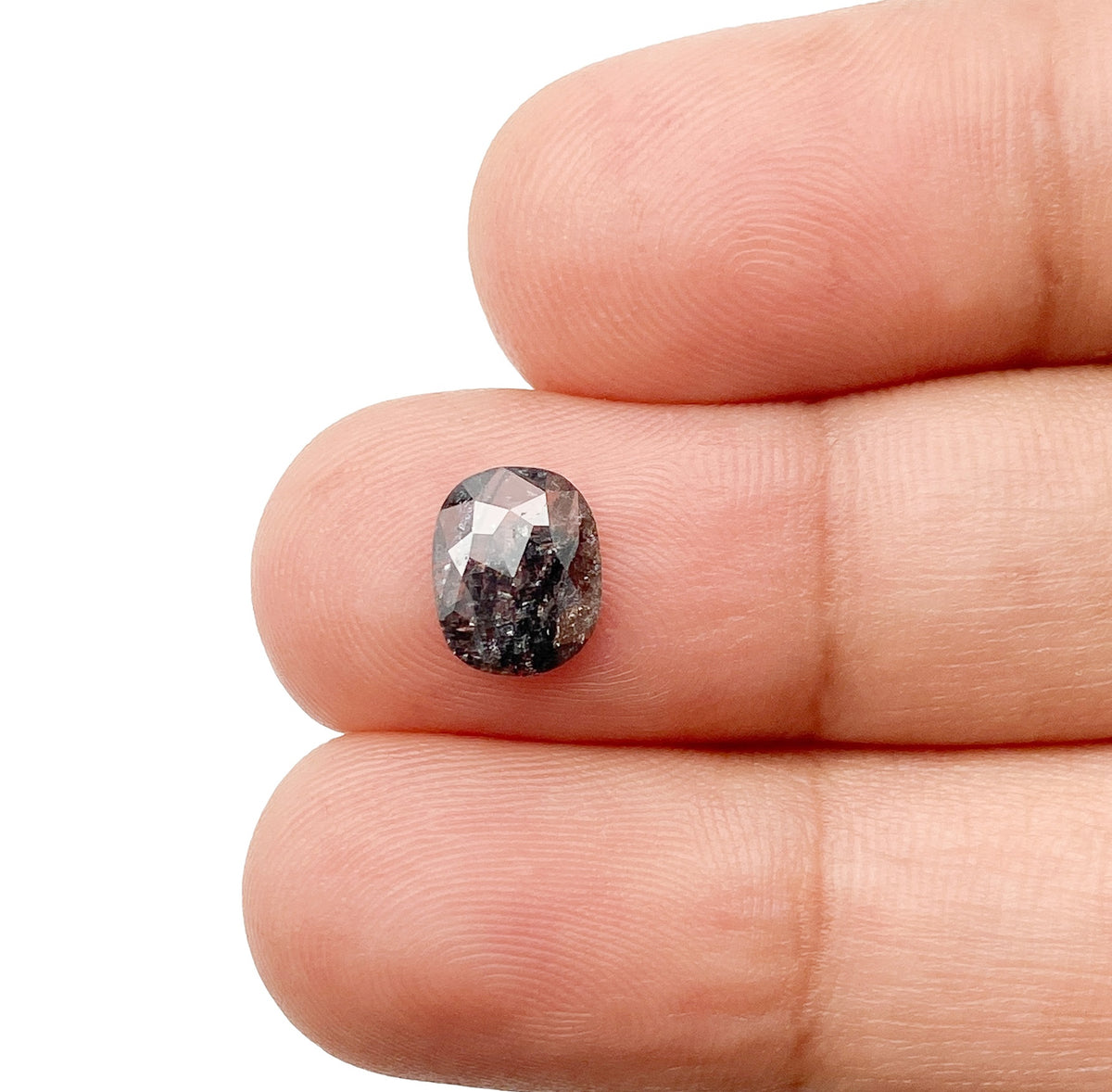 1.04ct | Salt & Pepper Cushion Shape Rose Cut Diamond - Modern Rustic Diamond