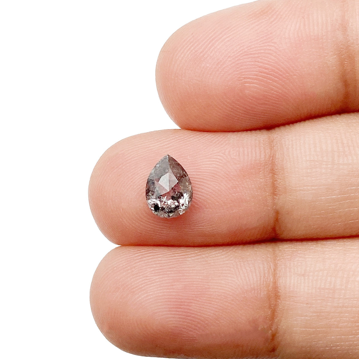 1.04ct | Salt & Pepper Pear Shape Rose Cut Diamond - Modern Rustic Diamond