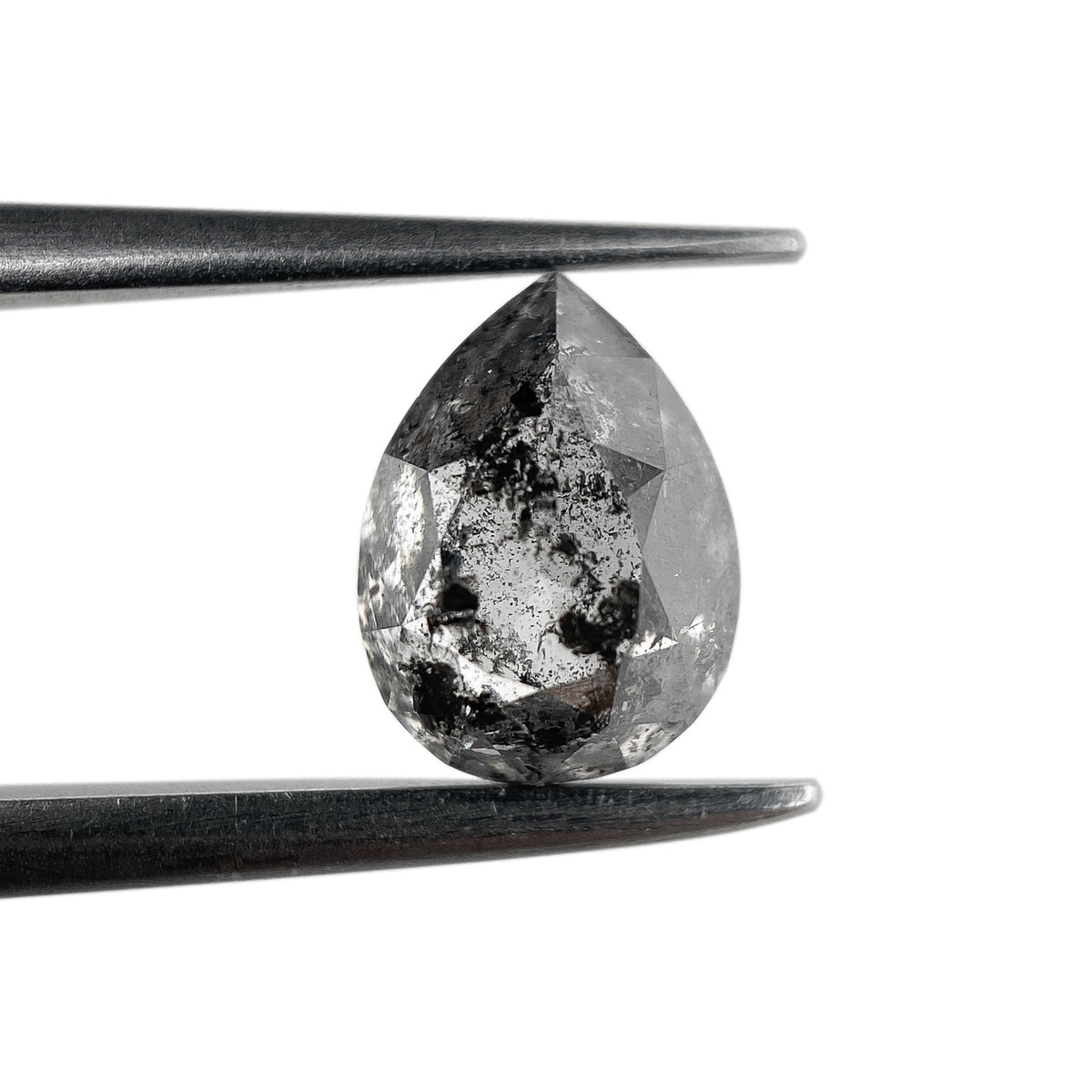 1.04ct | Salt & Pepper Pear Shape Rose Cut Diamond - Modern Rustic Diamond