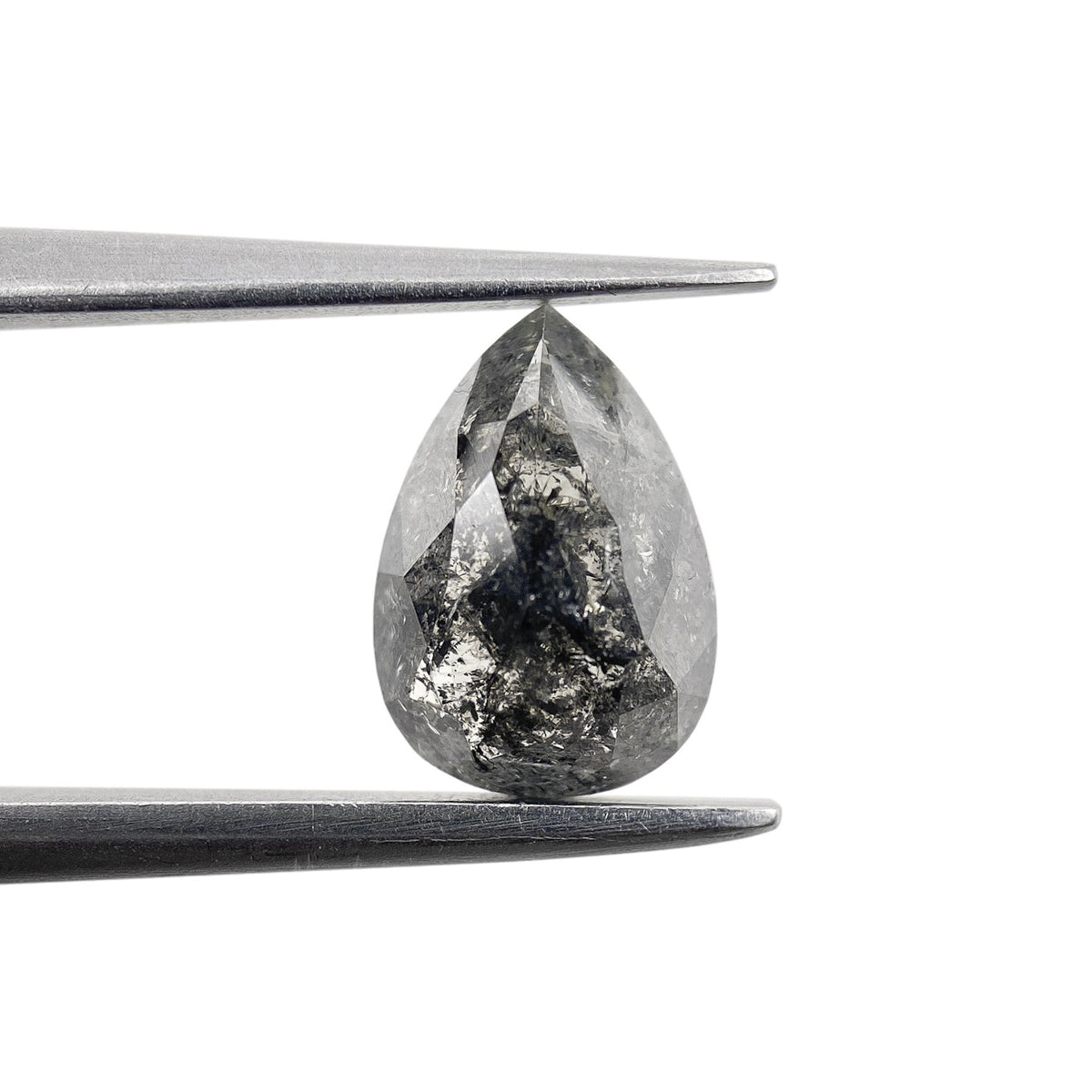 1.04ct | Salt & Pepper Pear Shape Rose Cut Diamond - Modern Rustic Diamond