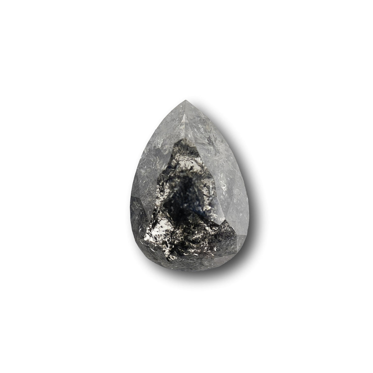 1.04ct | Salt & Pepper Pear Shape Rose Cut Diamond - Modern Rustic Diamond