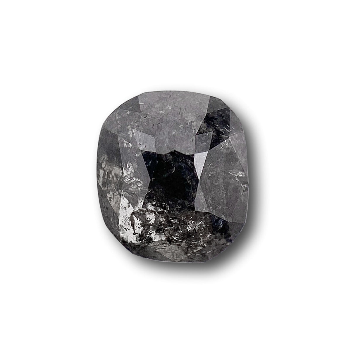 0.96ct | Salt & Pepper Cushion Shape Rose Cut Diamond - Modern Rustic Diamond