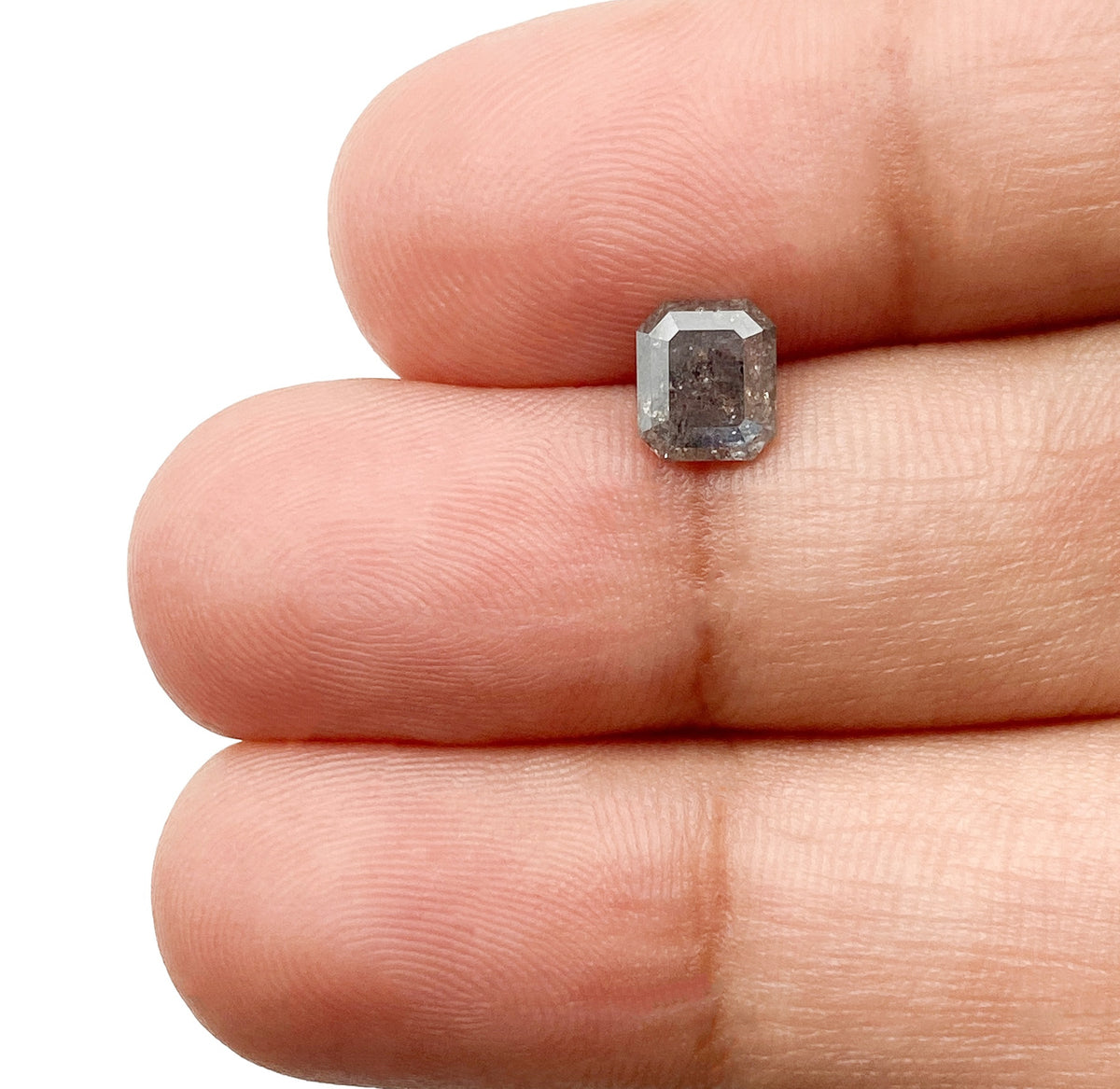 1.05ct | Salt & Pepper Emerald Shape Step Cut Diamond - Modern Rustic Diamond