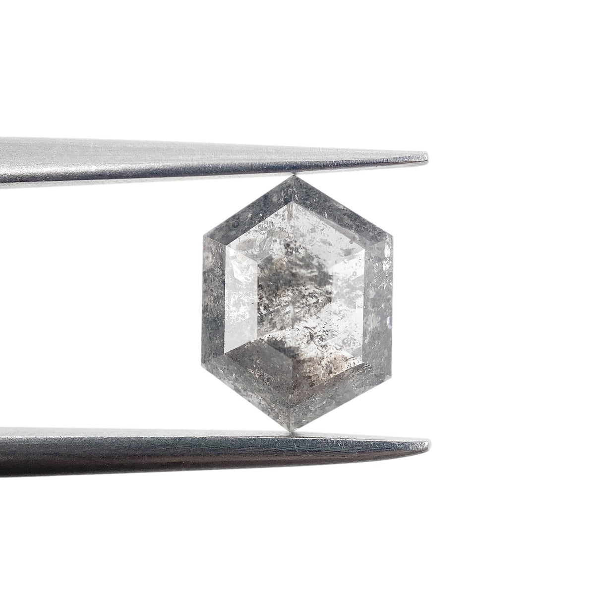 1.05ct | Salt & Pepper Hexagon Shape Rose Cut Diamond - Modern Rustic Diamond