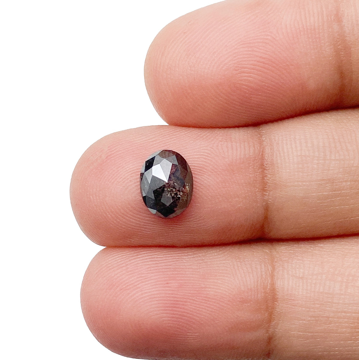 1.05ct | Salt & Pepper Oval Shape Rose Cut Diamond - Modern Rustic Diamond