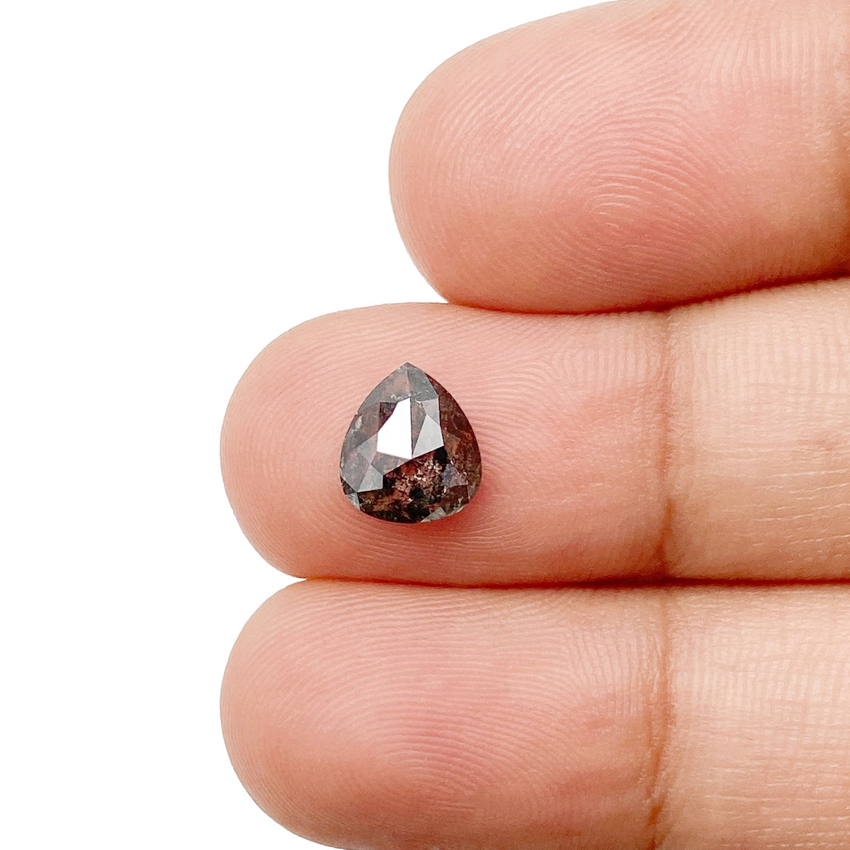 1.05ct | Salt & Pepper Pear Shape Rose Cut Diamond - Modern Rustic Diamond