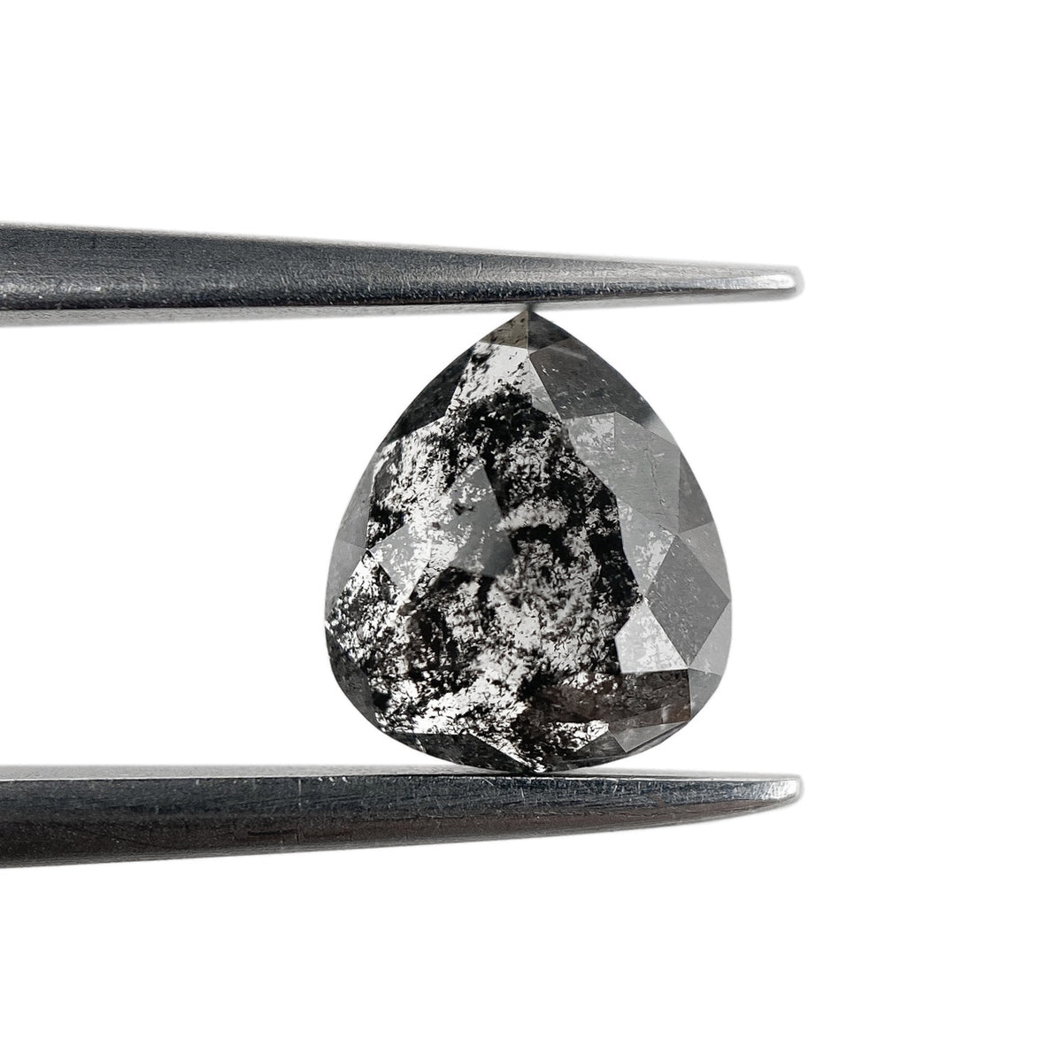 1.05ct | Salt & Pepper Pear Shape Rose Cut Diamond - Modern Rustic Diamond