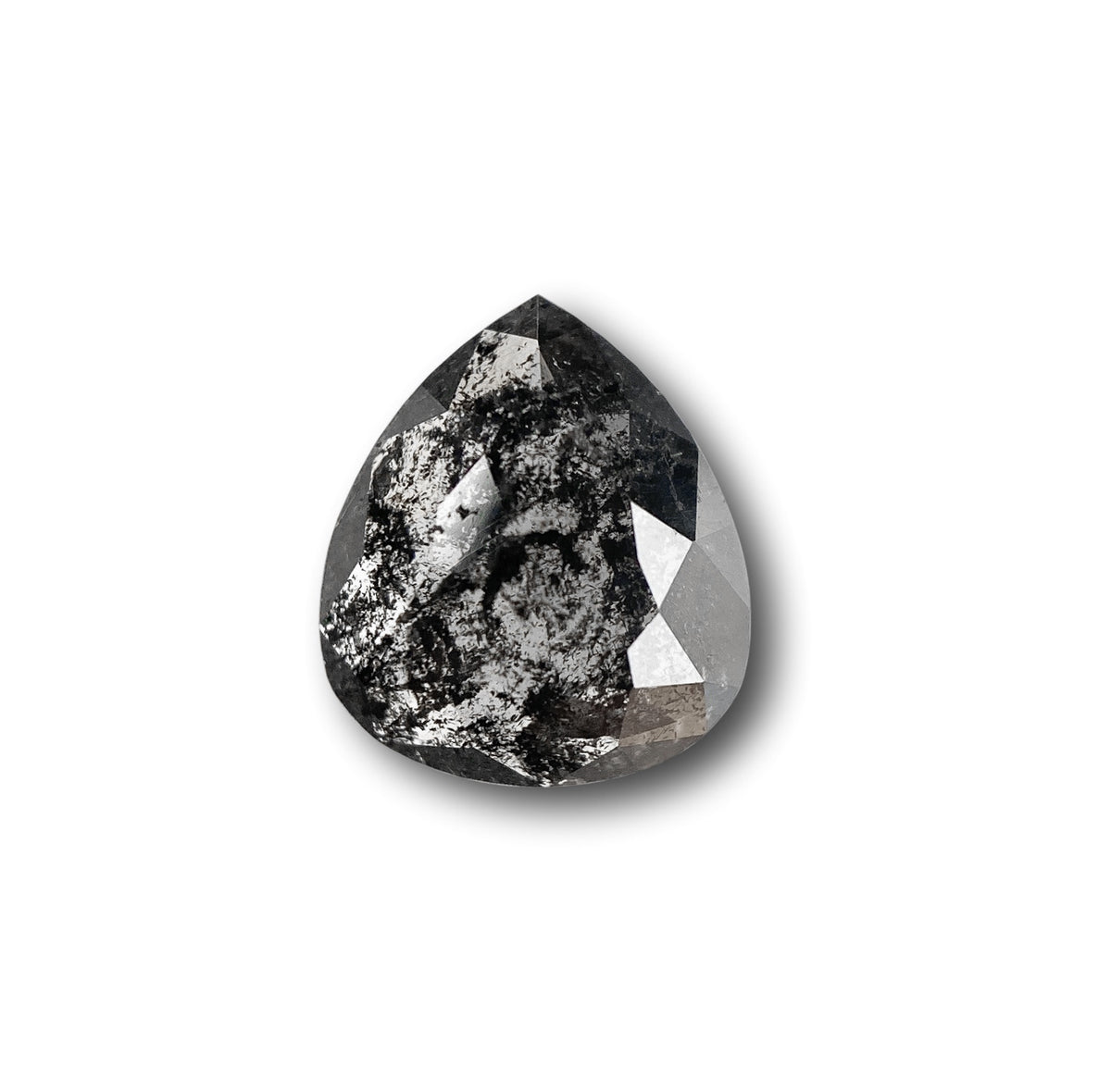 1.05ct | Salt & Pepper Pear Shape Rose Cut Diamond - Modern Rustic Diamond