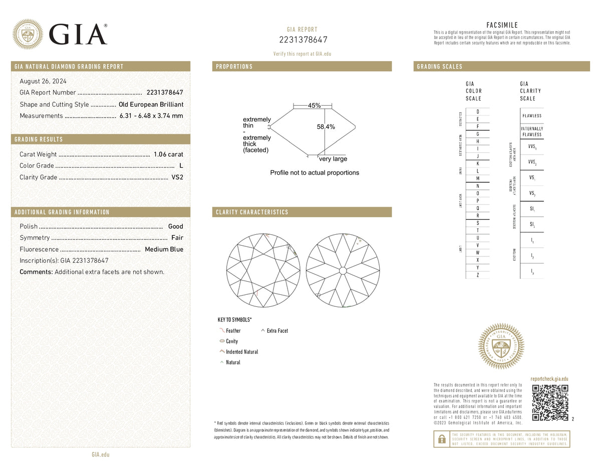 1.06ct | L/VS2 Round Shape Old European Cut Diamond (GIA) - Modern Rustic Diamond