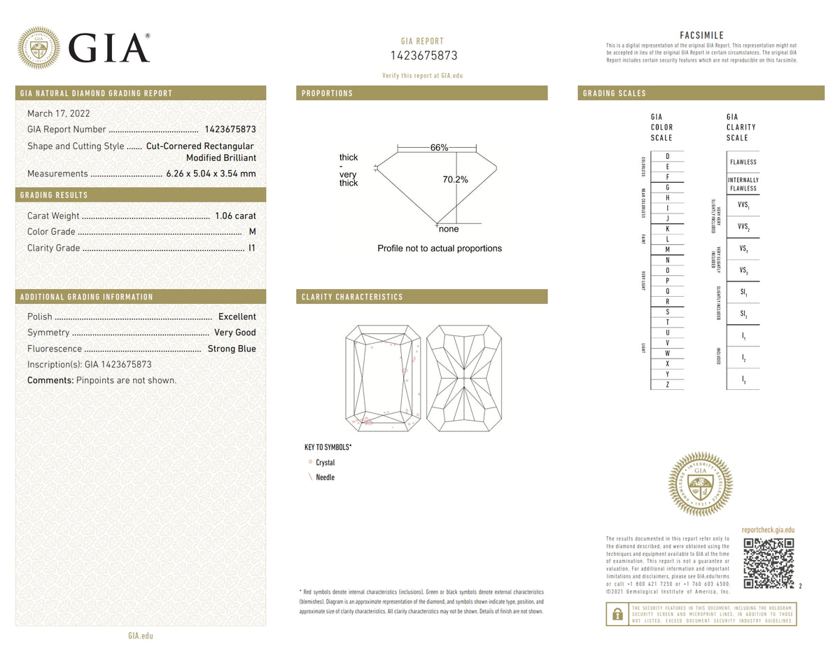 1.06ct | M/I1 Radiant Shape Brilliant Cut Diamond (GIA) - Modern Rustic Diamond