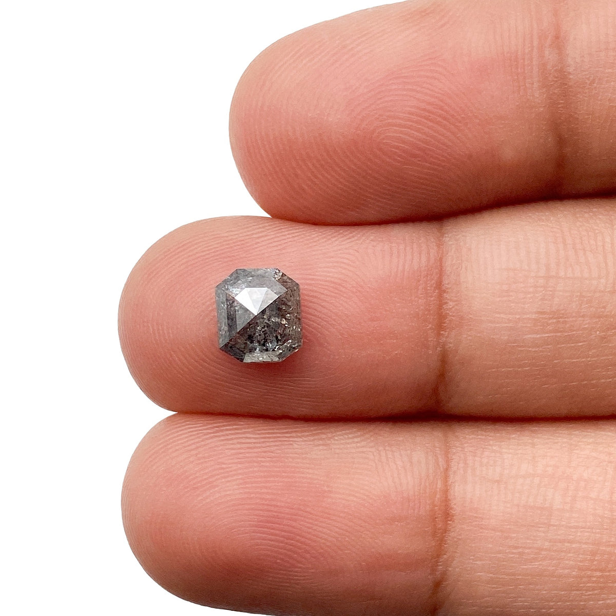 1.06ct | Salt & Pepper Emerald Shape Step Cut Diamond - Modern Rustic Diamond