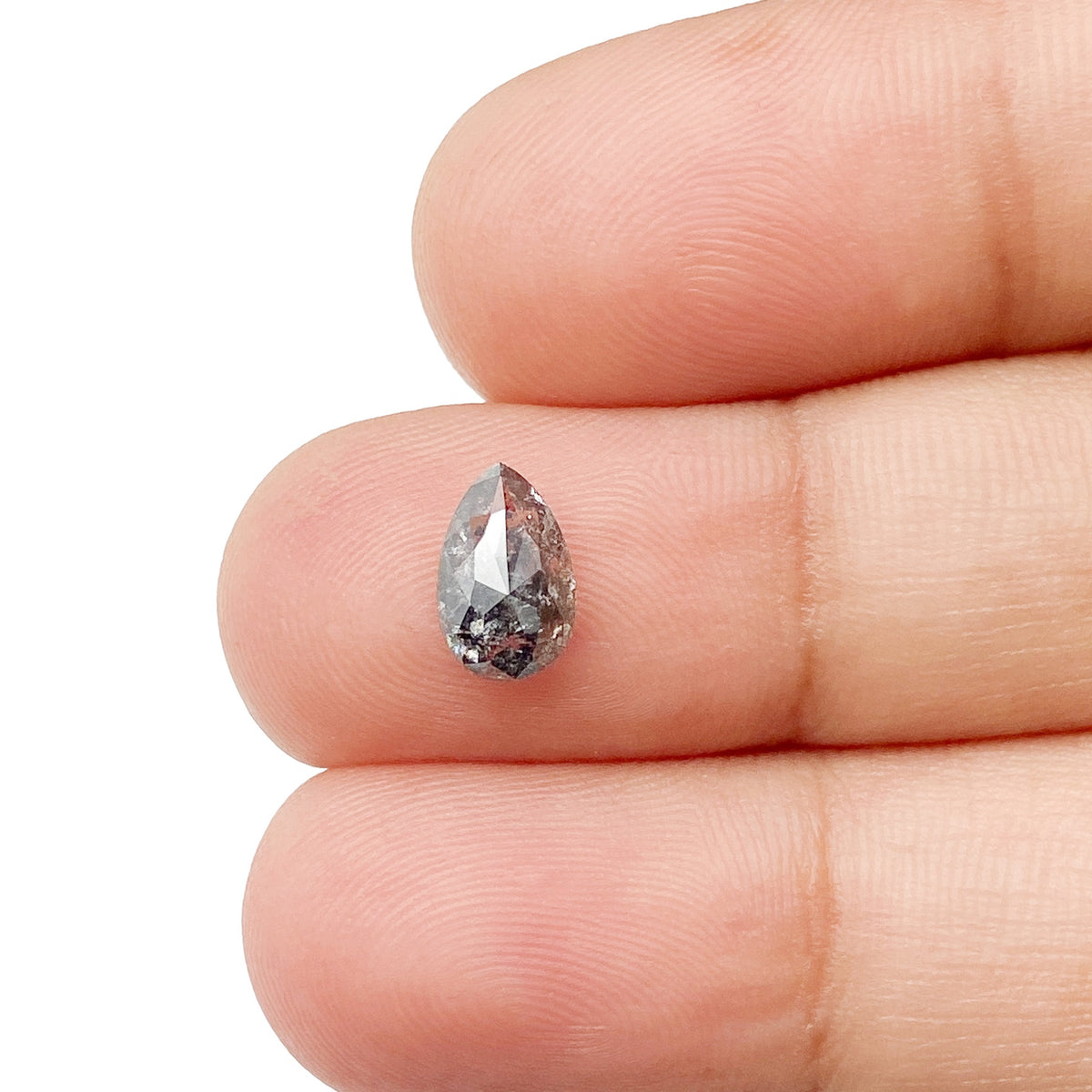1.06ct | Salt & Pepper Pear Shape Rose Cut Diamond - Modern Rustic Diamond
