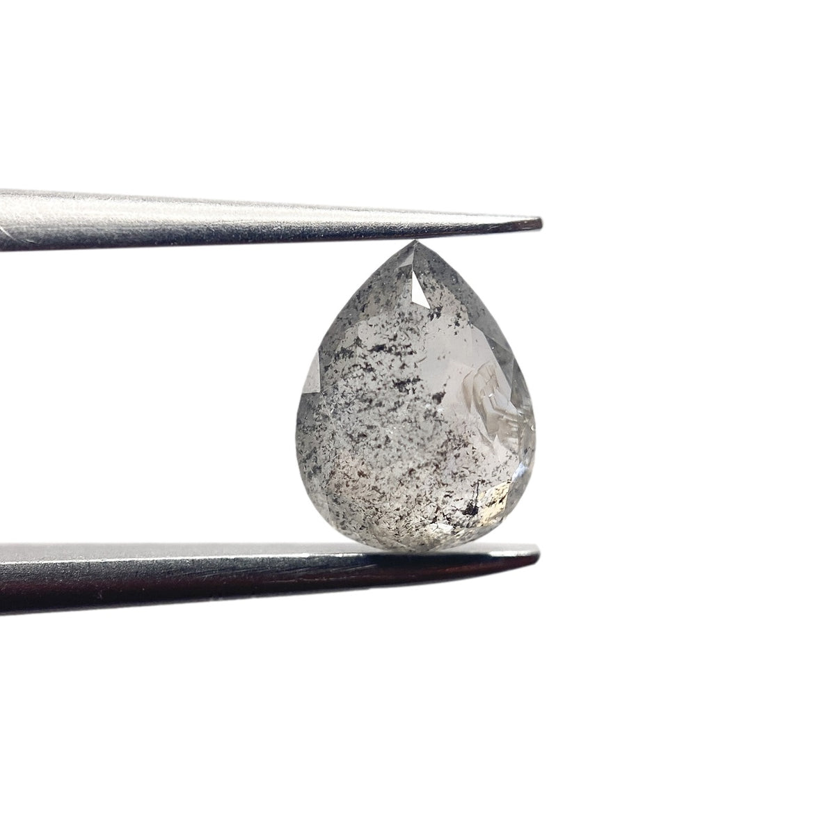 1.06ct | Salt & Pepper Pear Shape Rose Cut Diamond - Modern Rustic Diamond