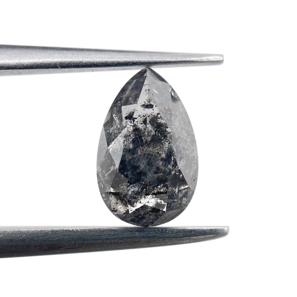 1.06ct | Salt & Pepper Pear Shape Rose Cut Diamond - Modern Rustic Diamond