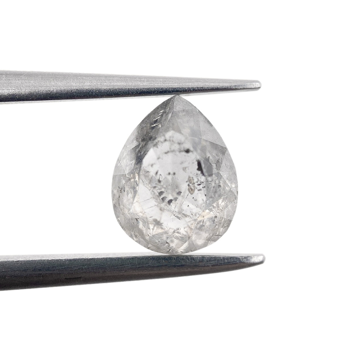 1.06ct | Salt & Pepper Pear Shape Rose Cut Diamond - Modern Rustic Diamond