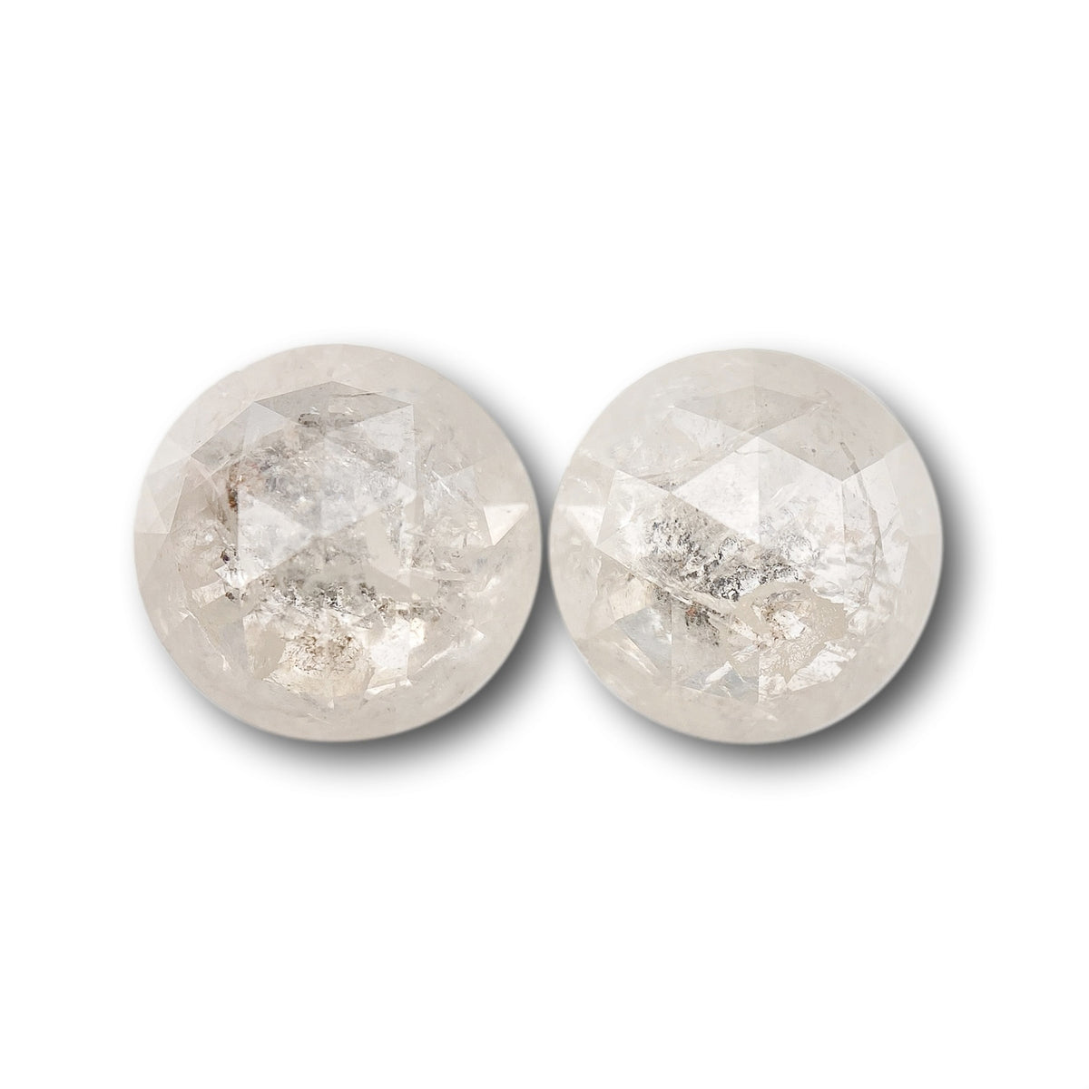 5.77cttw | Salt & Pepper Round Shape Rose Cut Diamond Matched Pair