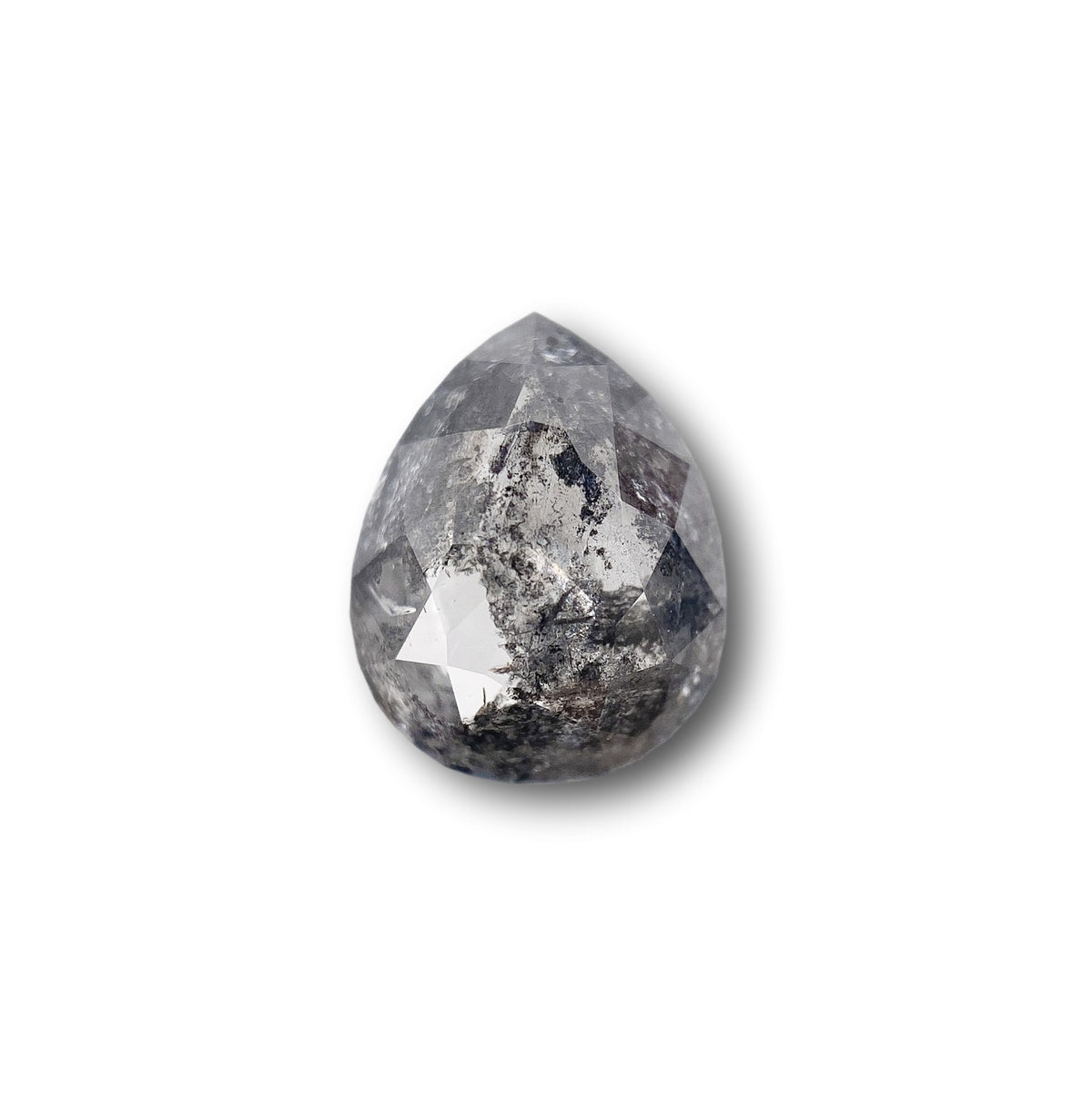 1.35ct | Salt & Pepper Pear Shape Rose Cut Diamond - Modern Rustic Diamond