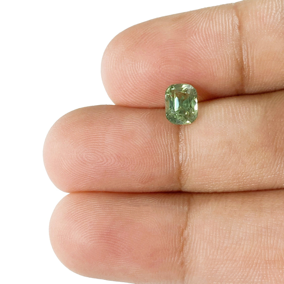 1.07ct | Brilliant Cut Cushion Shape Green Montana Sapphire-Modern Rustic Diamond