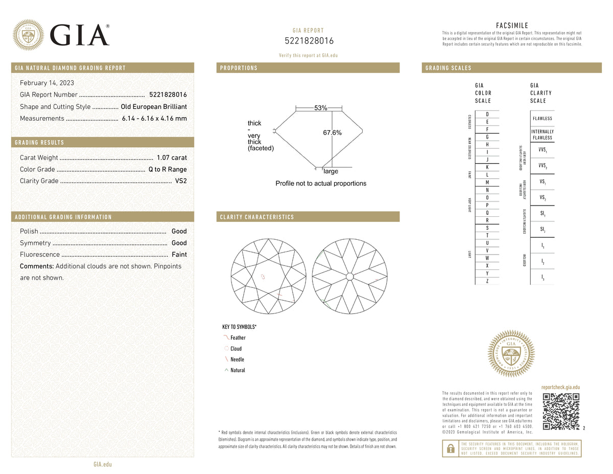 1.07ct | Q-R/VS2 Round Shape Old European Cut Diamond (GIA) - Modern Rustic Diamond