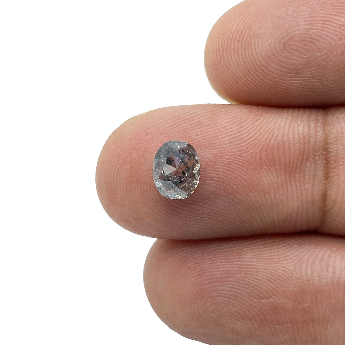 1.07ct | Salt & Pepper Cushion Shape Rose Cut Diamond - Modern Rustic Diamond