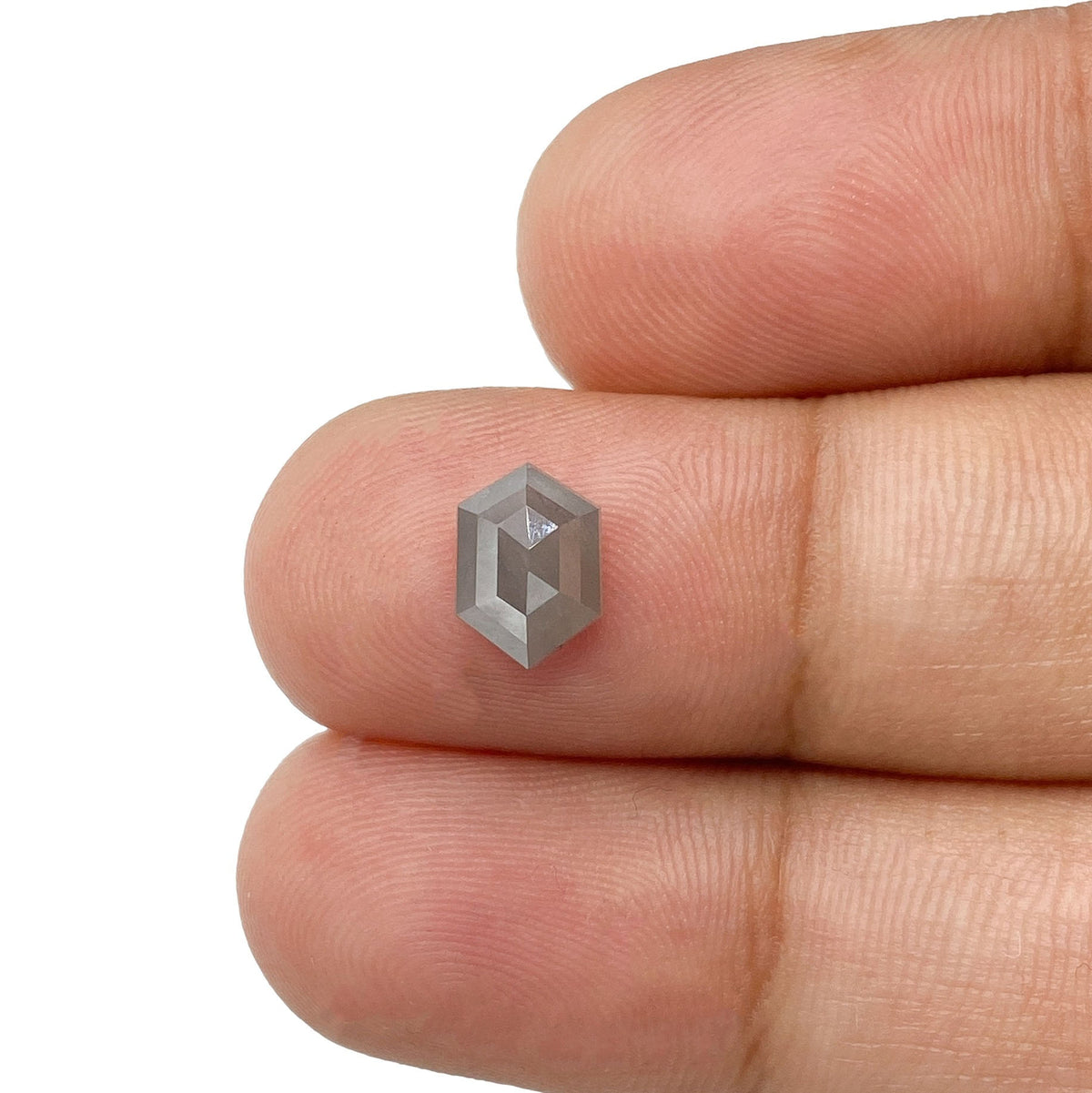 1.07ct | Salt & Pepper Hexagon Shape Rose Cut Diamond - Modern Rustic Diamond