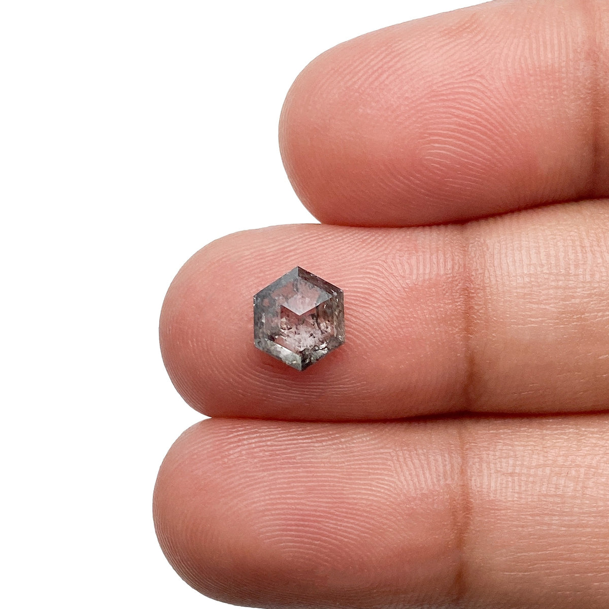 1.07ct | Salt & Pepper Hexagon Shape Rose Cut Diamond - Modern Rustic Diamond