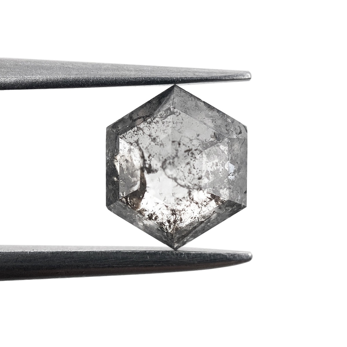 1.07ct | Salt & Pepper Hexagon Shape Rose Cut Diamond - Modern Rustic Diamond