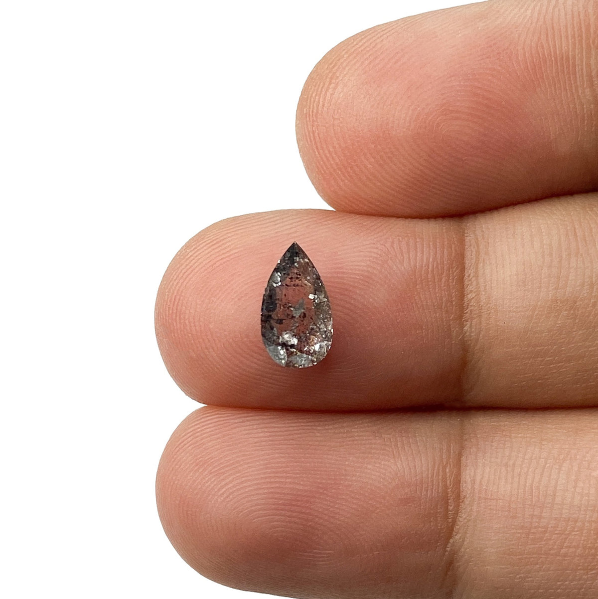 1.07ct | Salt & Pepper Pear Shape Rose Cut Diamond - Modern Rustic Diamond