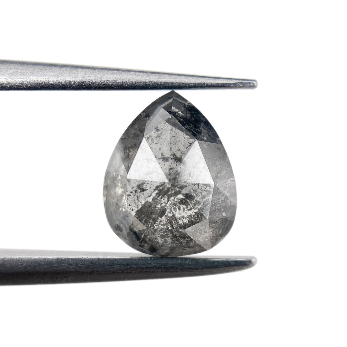 1.07ct | Salt & Pepper Pear Shape Rose Cut Diamond - Modern Rustic Diamond