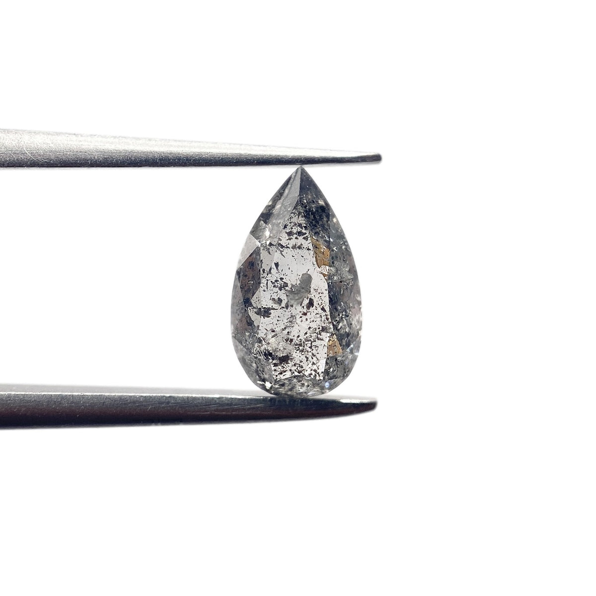 1.07ct | Salt & Pepper Pear Shape Rose Cut Diamond - Modern Rustic Diamond