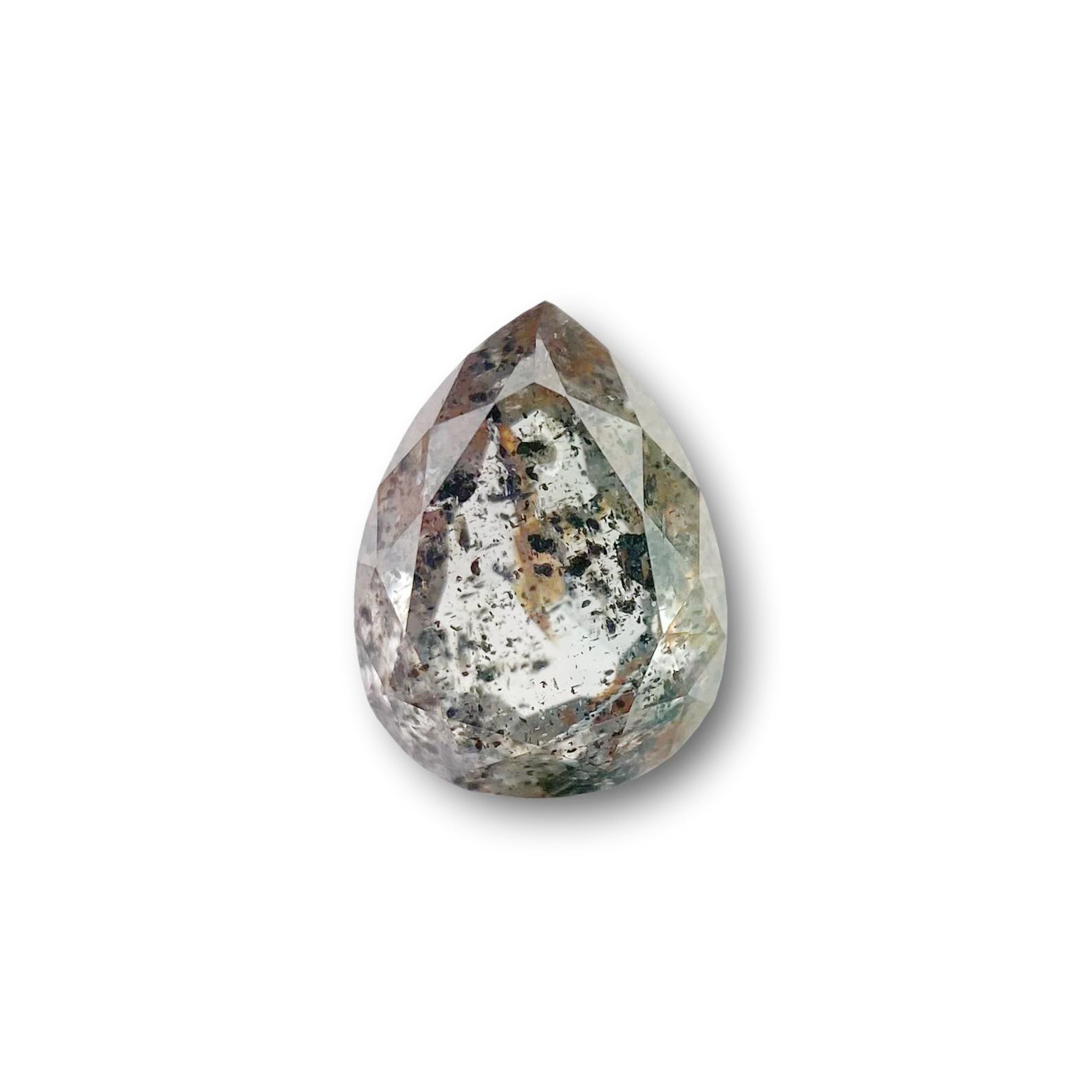 1.07ct | Salt & Pepper Pear Shape Rose Cut Diamond - Modern Rustic Diamond