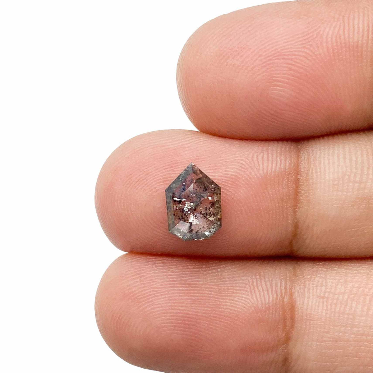 1.07ct | Salt & Pepper Shield Shape Rose Cut Diamond - Modern Rustic Diamond