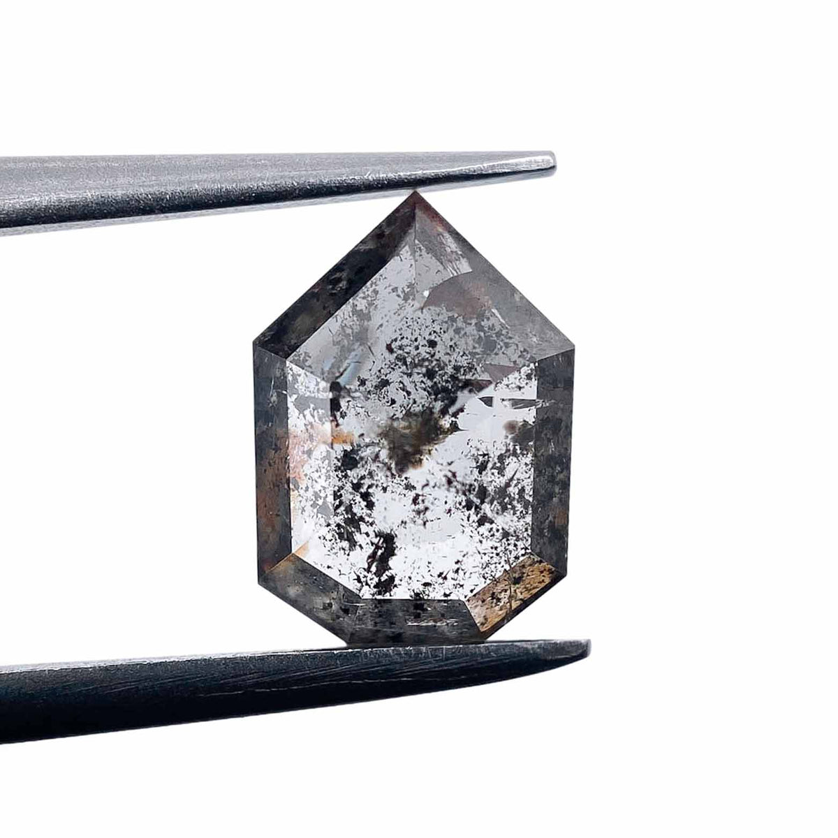 1.07ct | Salt & Pepper Shield Shape Rose Cut Diamond - Modern Rustic Diamond