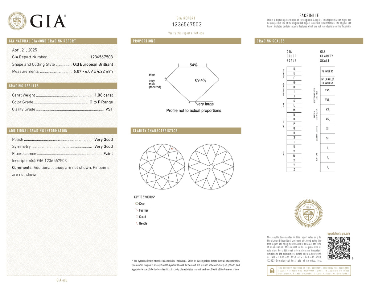 1.08ct | O-P/VS1 Round Shape Old European Cut Diamond (GIA) - Modern Rustic Diamond