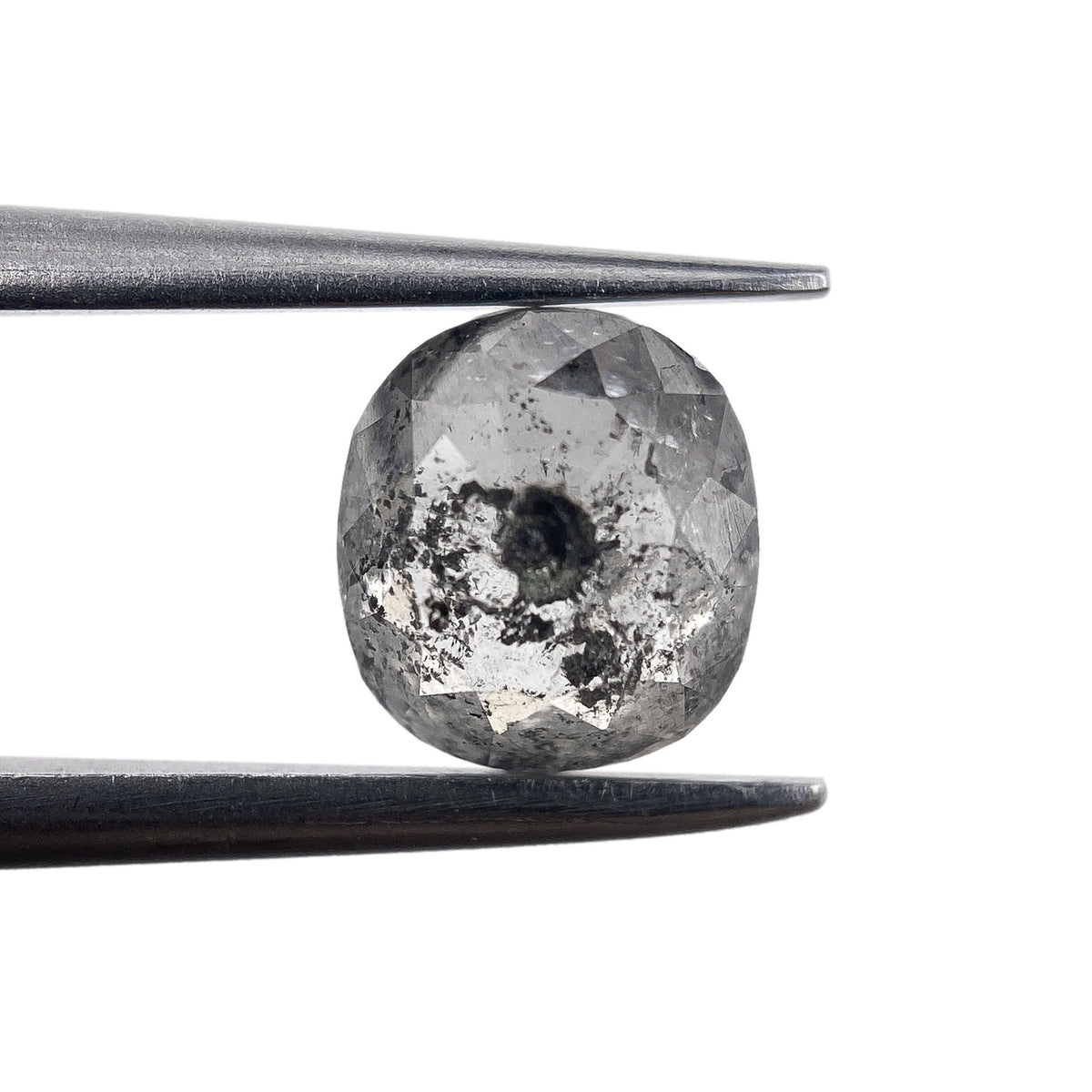 1.08ct | Salt & Pepper Cushion Shape Rose Cut Diamond - Modern Rustic Diamond